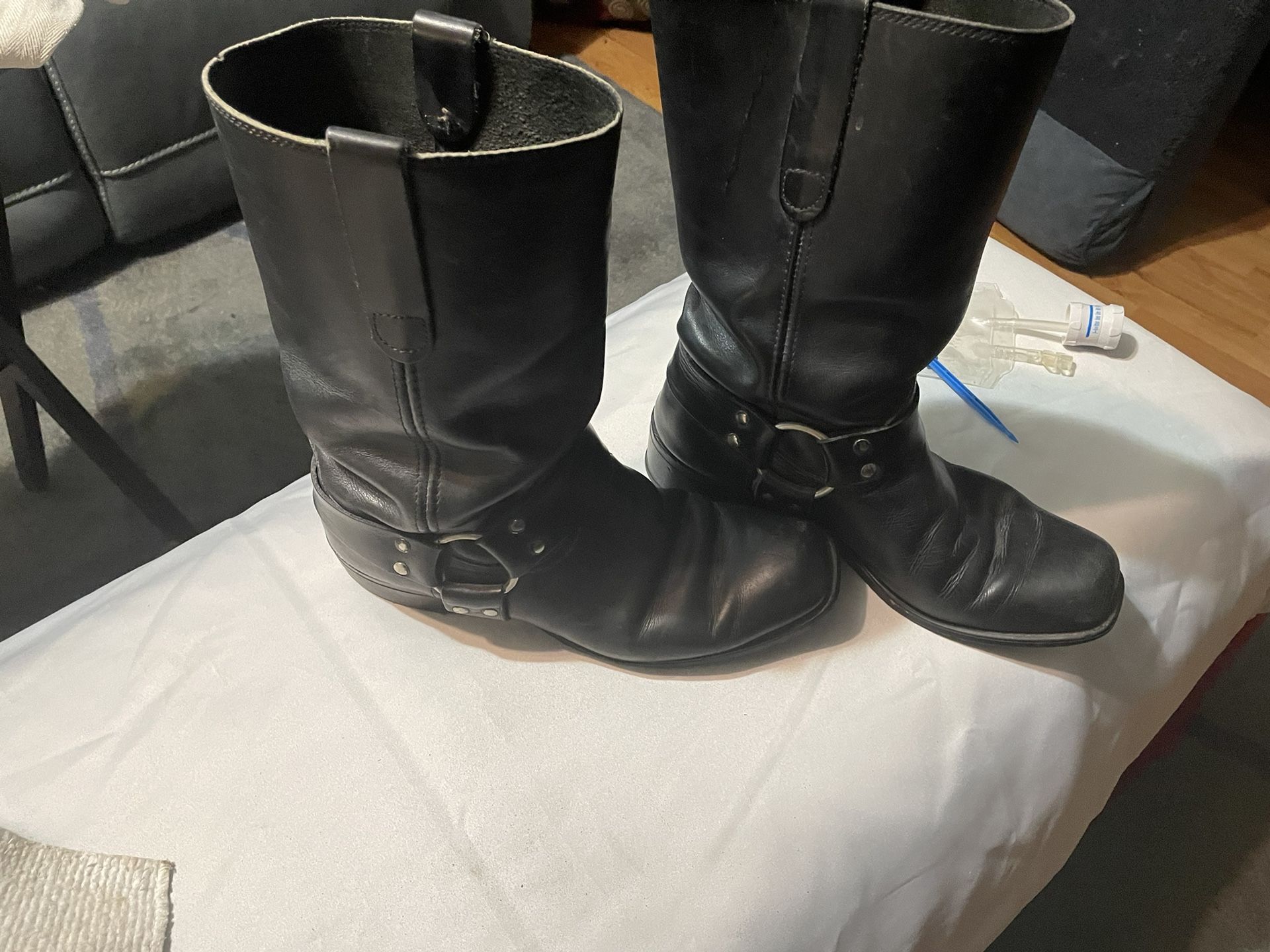 Blk Leather Boots