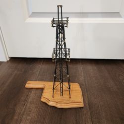 Rare Ken Tatyrek 1980 Oklahoma Copper Oil Rig Sculpture - Artist Of America