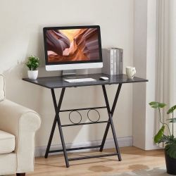 Small Foldable Desk for Small Spaces, Living Room Multifunctional Computer Table Writing Workstation for Home Office, No Assembly Required for Space-S