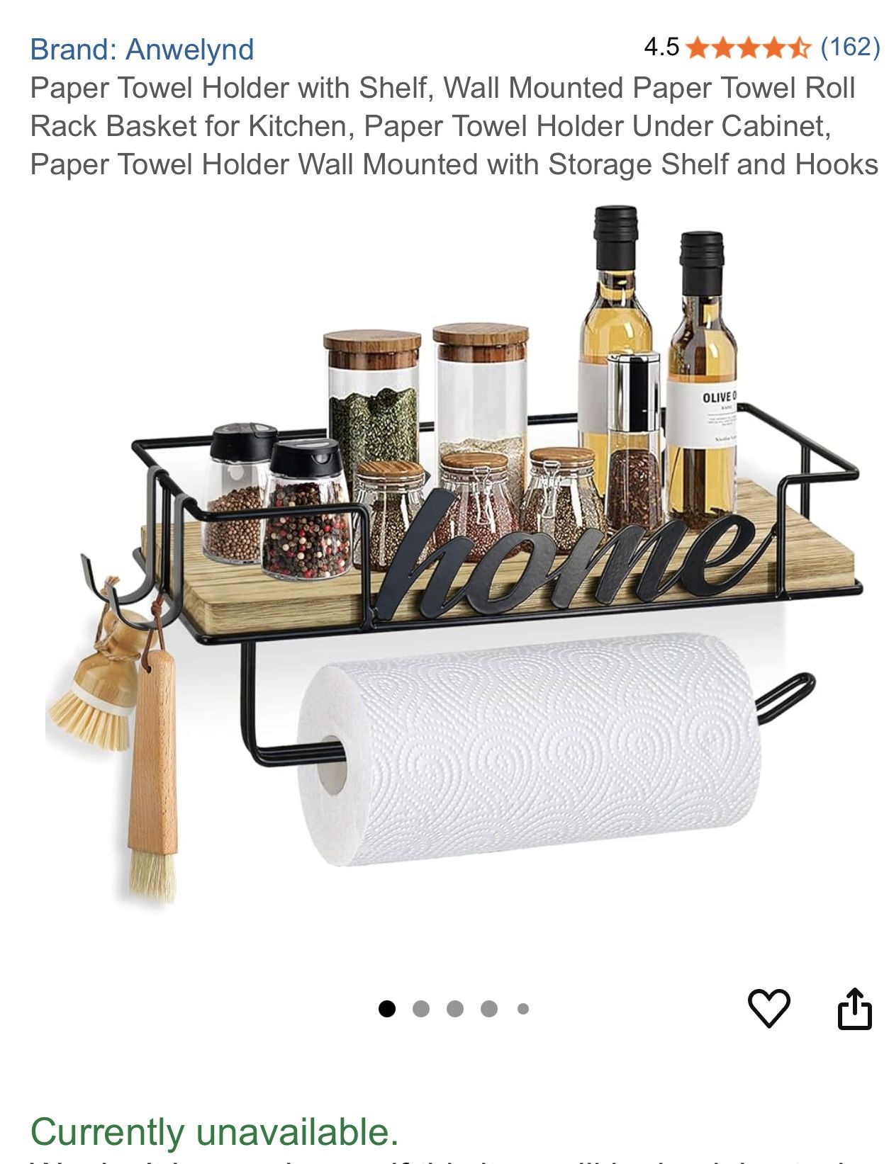 Paper Towel Holder with Shelf, Wall Mounted Paper Towel Roll Rack Basket for Kitchen, be bath