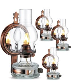 Yexiya 4 Pcs Large Kerosene Lamp Lantern Chamber Oil Vintage Glass
