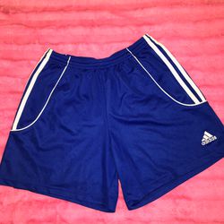 Kid’s Adidas size 14 blue and white shorts
