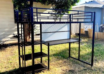 Twin bed n ladder n desk n shelf’s