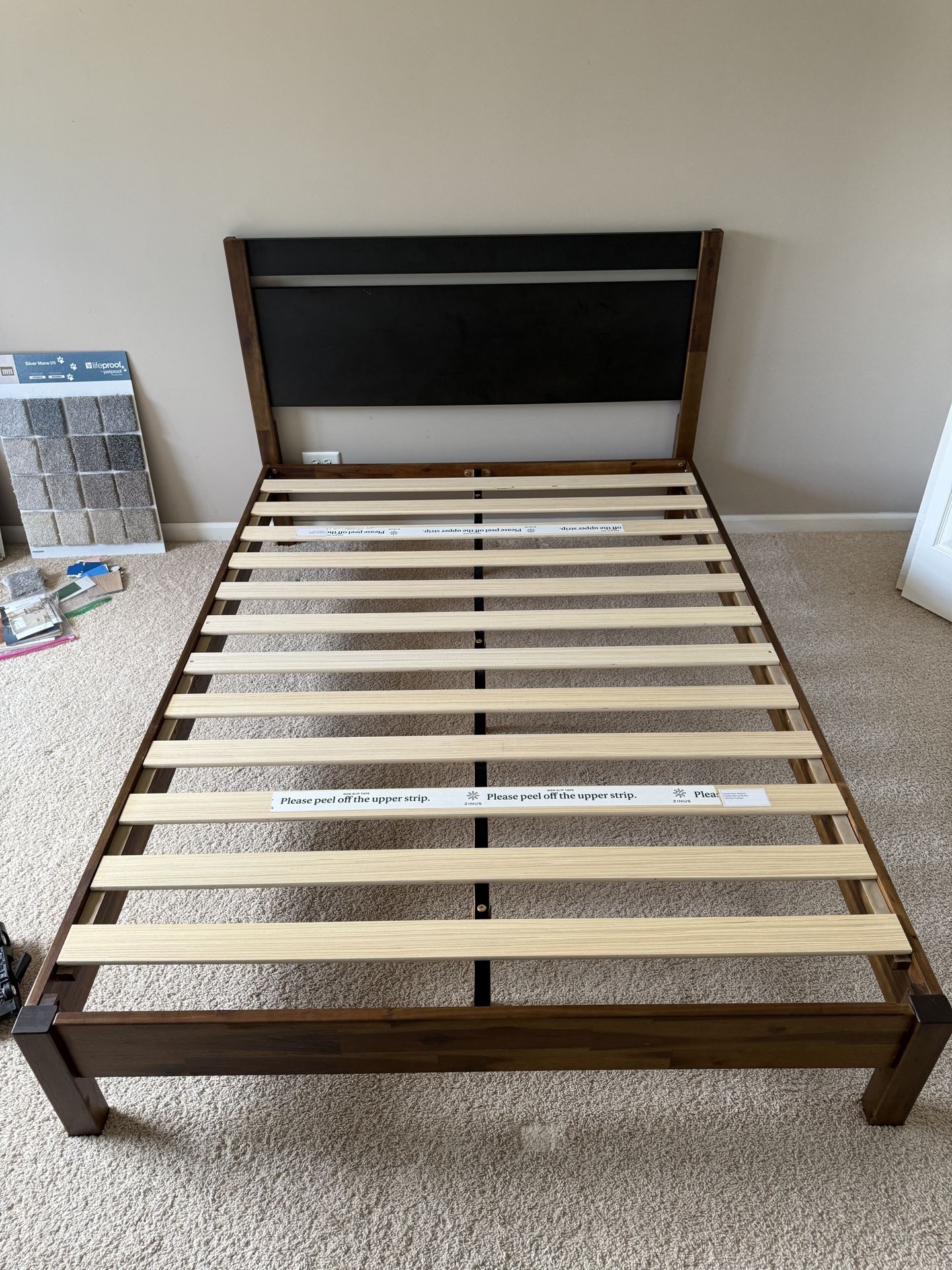 Brown Solid Wood Platform Bed Frame Full Size