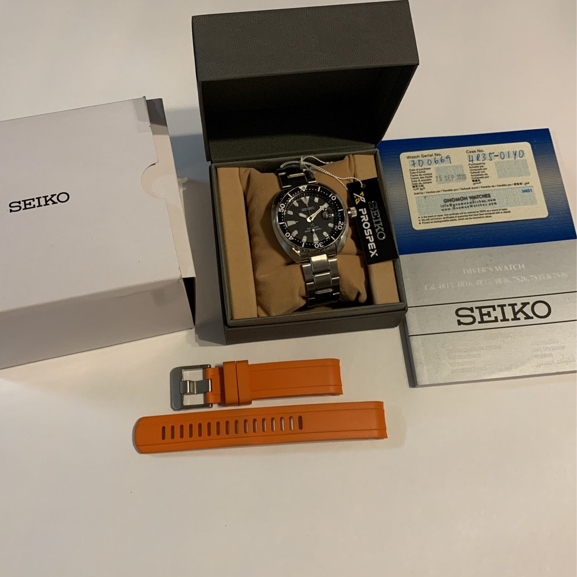 Seiko Diver Srpc035j1 “baby Turtle” 200 M Automatic Dive Watch