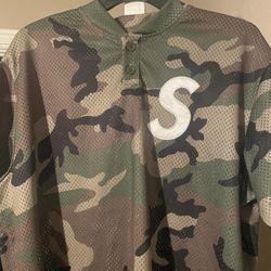 Size M- Supreme S Logo Baseball Henley (Woodland Camo)(FW24)