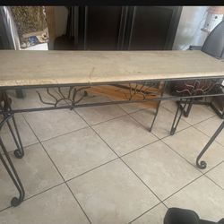 BeautifulStone top / Iron Long Entry Console/Sofa/Entrance tablet 52L x 16 W x 31 H 52L x 16 W x 31 H