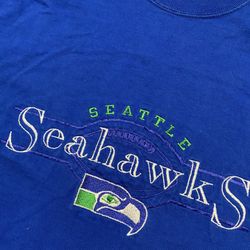 Vintage Pro Player Seattle Seahawks Embroidered Tee Shirt XL 80’s 90’s