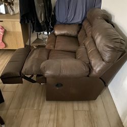 Brown Faux Leather Couch Recliners