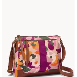 new FOSSIL JENNA CROSSBODY HANDBAG PINK FLORAL HANDBAG ZB1311677 w/Out Tags