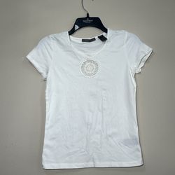 Liz Claiborne White Shirt With Lace Embroidered Detail