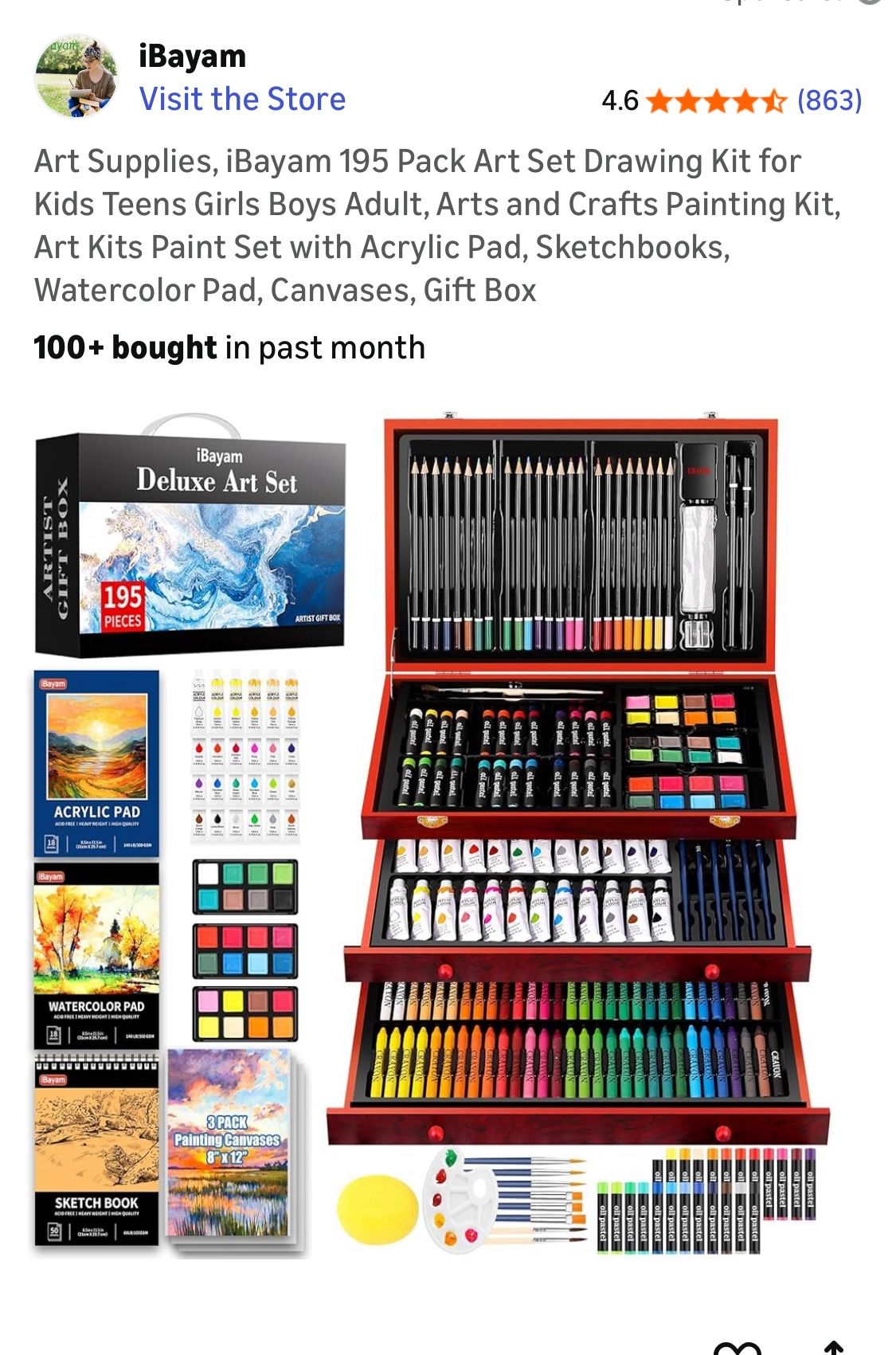 Ibayam New Art Supply Kit(195 Pack)