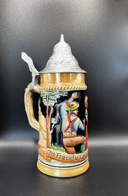 Vintage Hand Made German Beer Stein With Lid