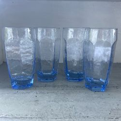 Set of 4 vintage Libbey Chivalry Blue 16 oz glasses  Great cond