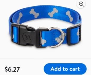 Blue And White Large Dog Collar And Matching 6 Foot Dog Leash 
