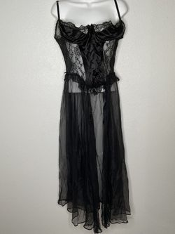 Vintage Faris Intimates satin and sheer lace slip dress or babydoll chemise with a long skirt overlay 