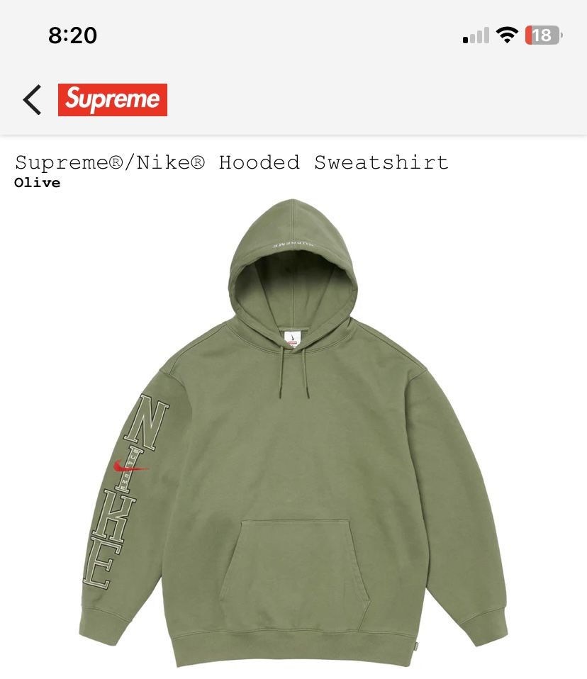 Supreme Nike Olive hoodie