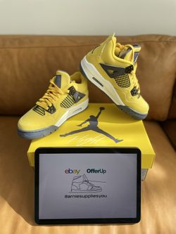 Nike Air Jordan 4 Retro GS Yellow Lightning 408452-700 Sz 4Y Brand New