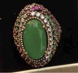 silver green statement ring