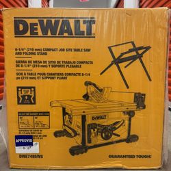 DEWALT 15 Amp Corded 8-1/4 in. Compact Jobsite Tablesaw with Compact Table Saw Stand