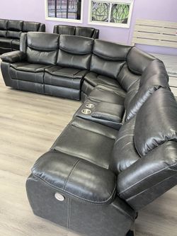 New Power Sectional Sofa With Three Power Recliners On Sale Now