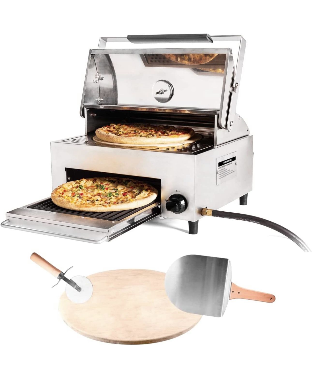 CAPT'N COOK OvenPlus Portable Gas Pizza Oven - Double Cooking Design Marine Bbq Camping Barbecue stainless steal