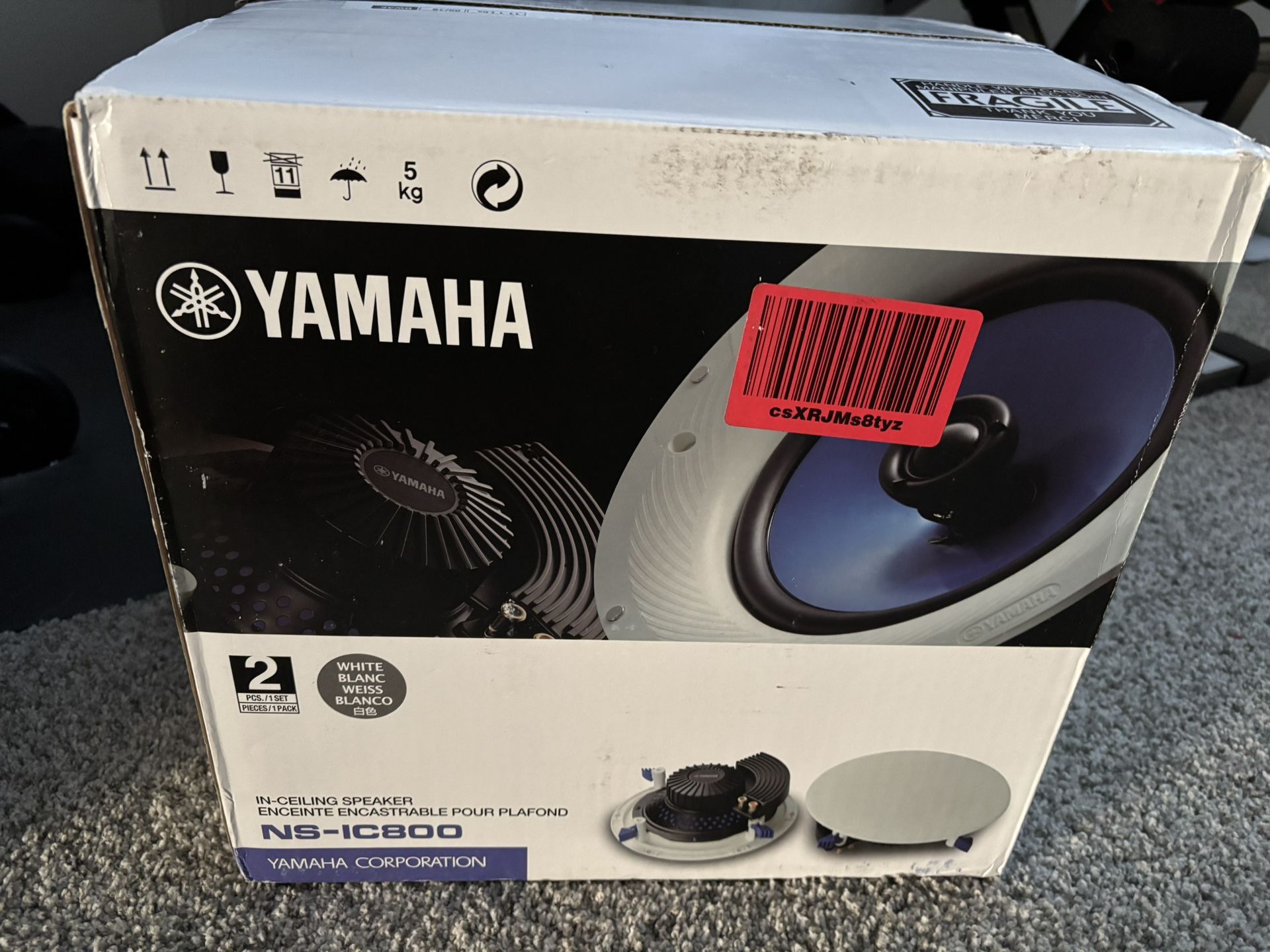 Yamaha NS-IC800 140 Watt 8-Inch 2-Way In-Ceiling Speakers - Pair (White) 