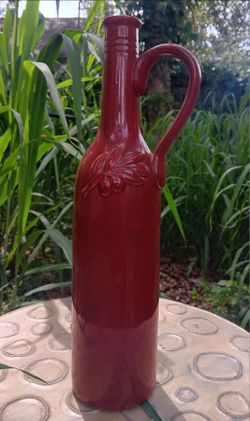 Red Glazed Ceramic Bottle Jug with Handle