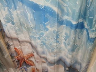 Beach Scene Shower Curtain and accessories
