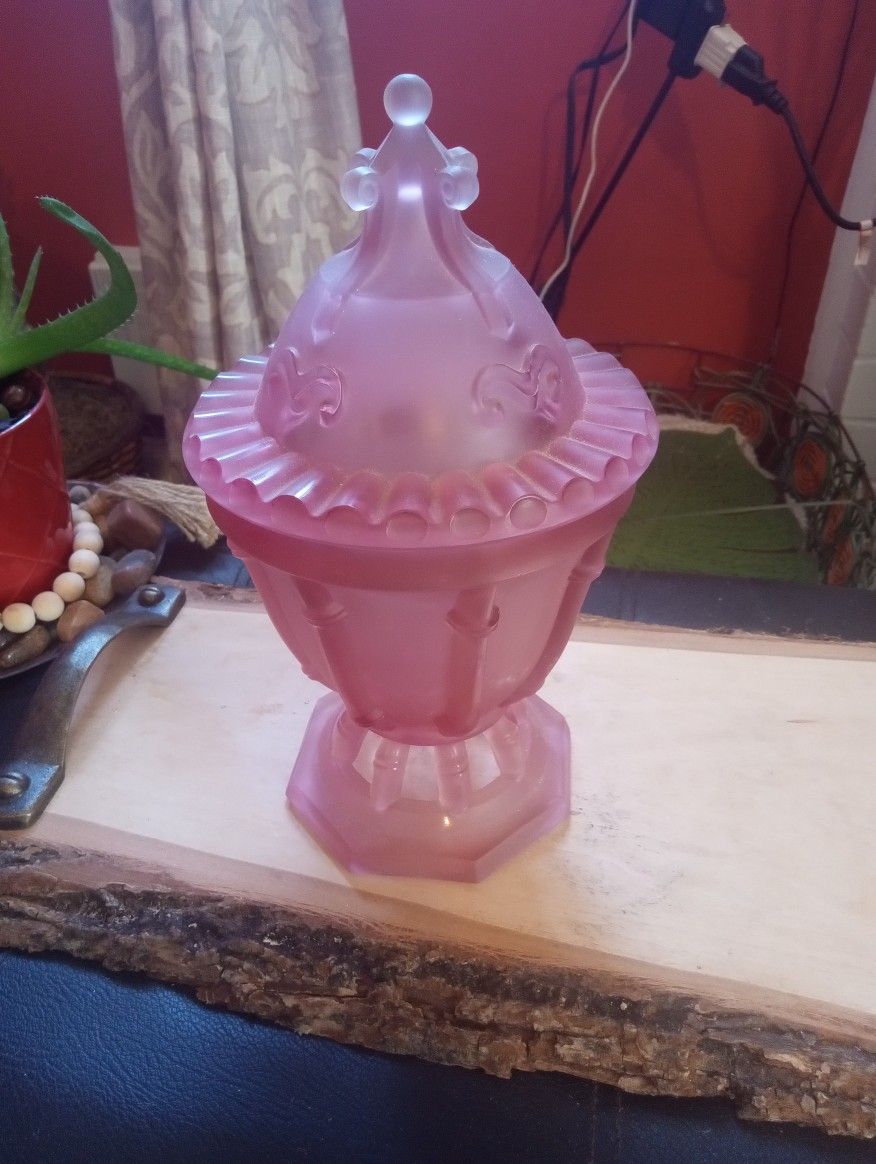 Vintage Fostoria Frosted Lavender Footed Wedding Compote With Lid