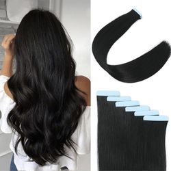 Tape in Hair Extensions 20 Inch Tape in Synthetic Hair Extensions 50 Gram Seamless Tape In Extension 20 Pcs Silky Straight Hair