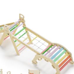 Three Piece Pikler Triangle Climbing Set For Kids - VIBRANT Rainbow Color - Read Description - Display For Reference - NEW IN BOX