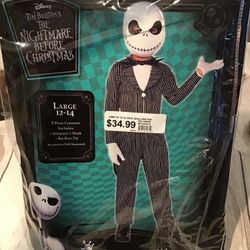 Disney Nightmare Before Christmas Jack Skellington Child Costume Large -NEW