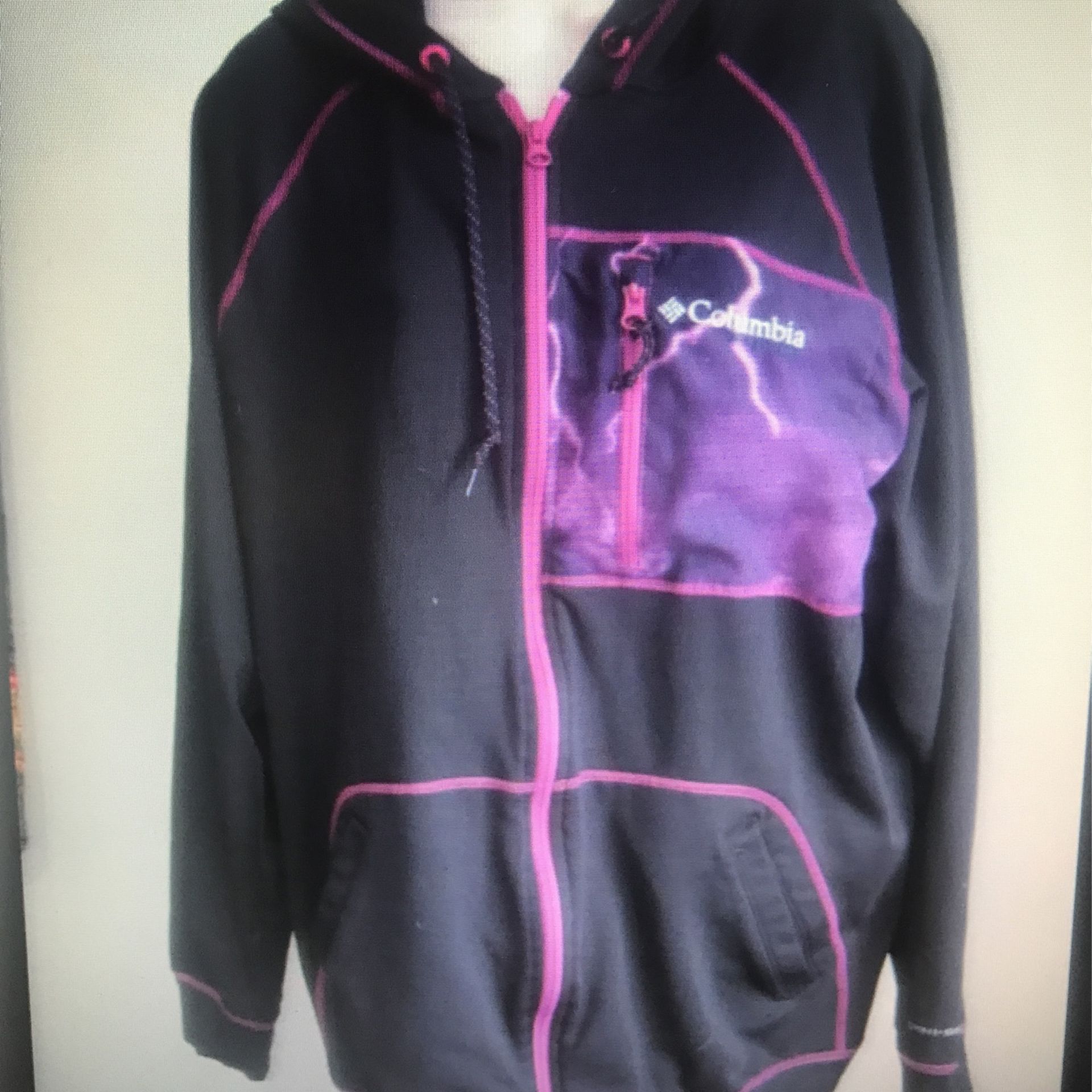 Columbia Hoodie Mens Womens L Black Purple PFG Omni Shield Zip Sweatshirt Jacket