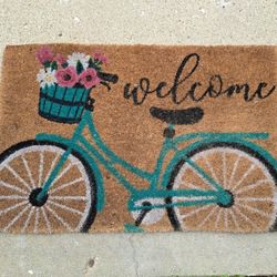 Tufted Welcome Teal Cycle Doormat