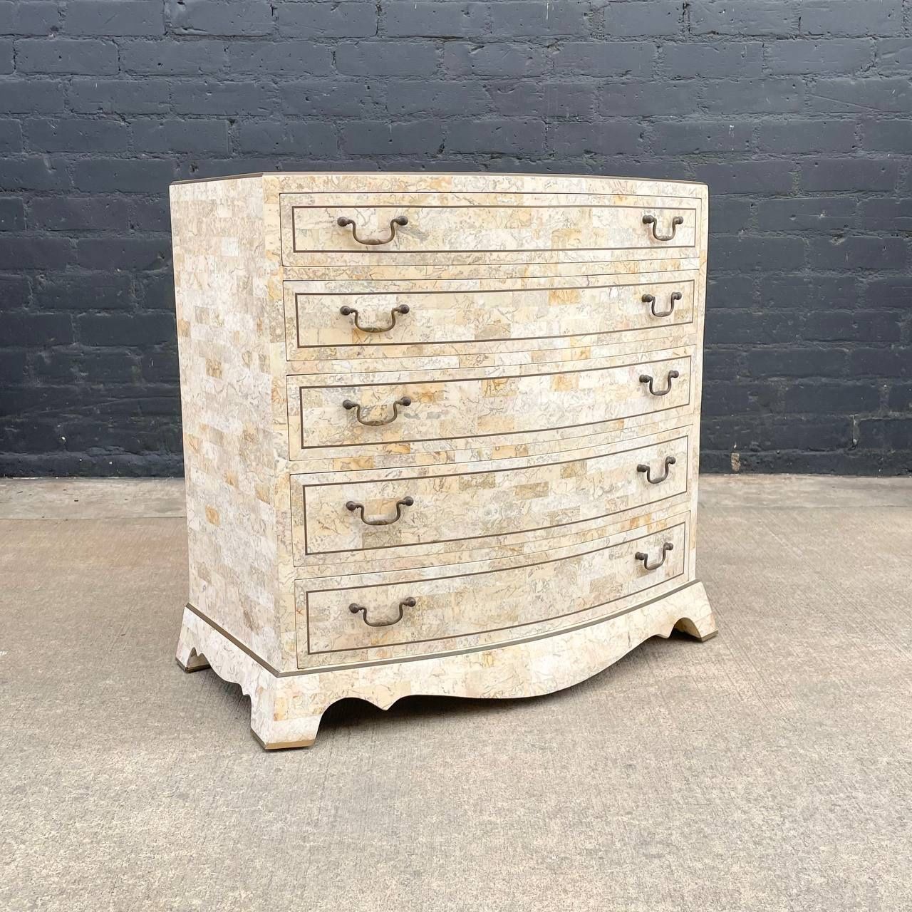 Vintage Tessellated Pedestal Drum Dresser by Maitland Smith, c.1950’s - Delivery Available