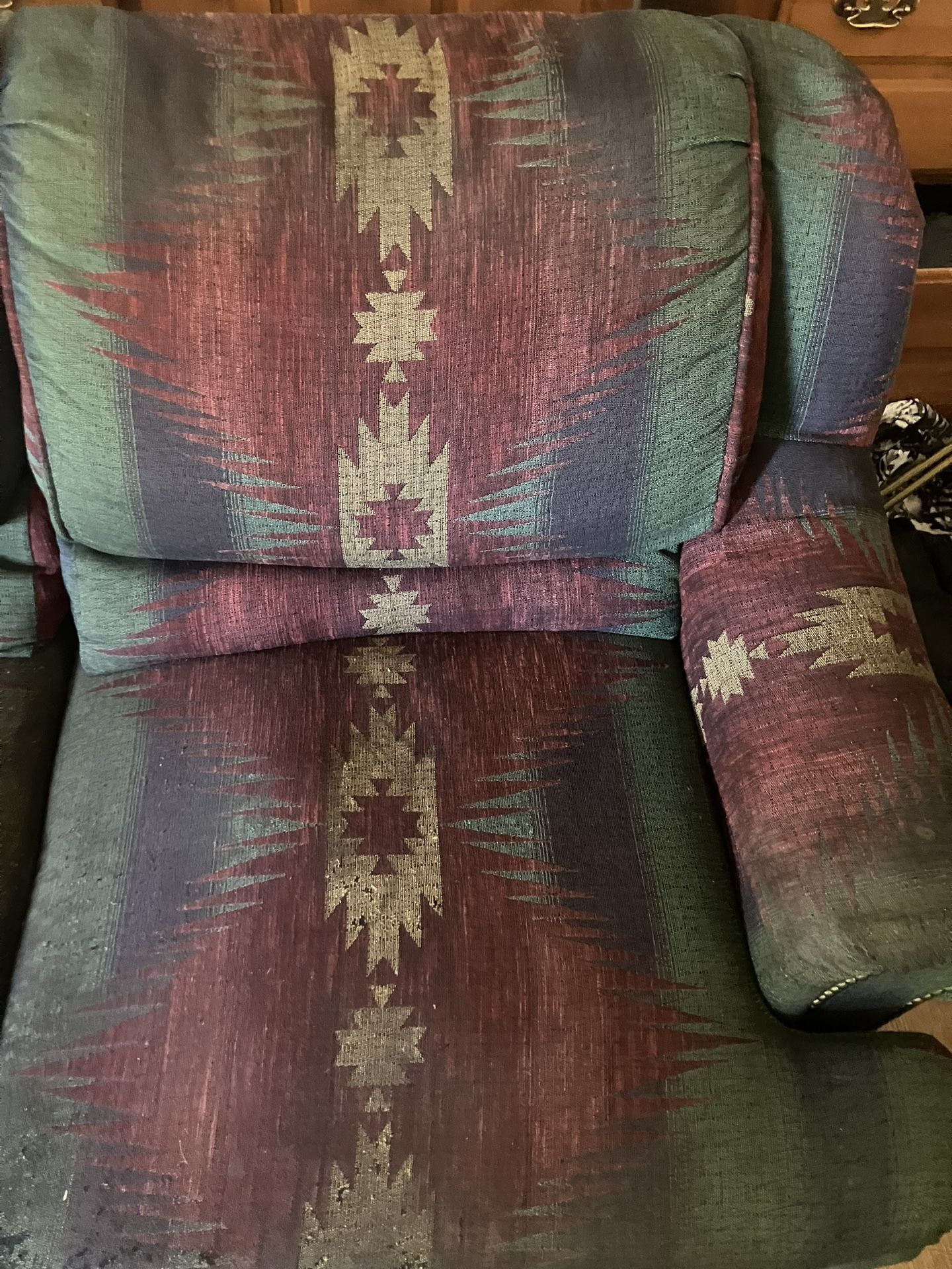 Native print colored couch