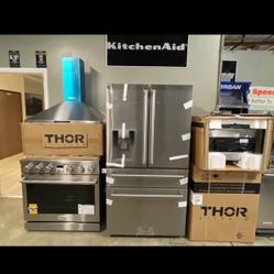 Thor Kitchen Set - Refrigerator Stove Dishwasher Hood Microwave Drawer