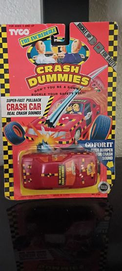 Vintage crash dummies red car