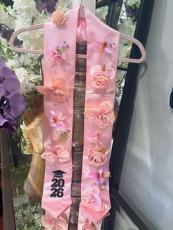 Graduation sash/Lai  with beautiful artificial flowers with rhinestones different colors