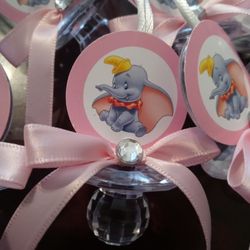Girl Dumbo Theme Baby Shower Pacifiers Guest Favor Necklaces