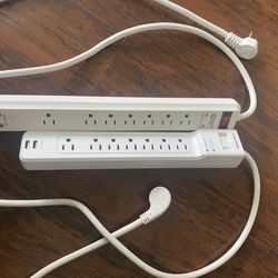 Power Strip Extension  Cord with 7 outlets, 2 USB-A.