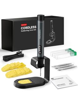 🔥Brand new🔥 Cordless Soldering Iron Kit, Rechargeable Soldering Iron with Stand, 7s Fast Heating, Auto Sleep/Off, C210 Soldering Iron Tips, Portable
