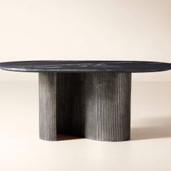 CB2 Aster 72" Oval Black Marble And Aluminum Dining Table