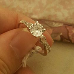 Real 925 sterling silver white Sapphire wedding Ring size 6
