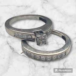 1/4 CARAT 14k WHITE GOLD ENGAGEMENT & WEDDING RING SET