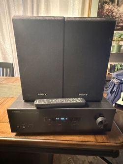 Yamaha R-S202 Stereo Receiver + Sony SS-CS5 Bookshelf Speakers (x2) — Complete Home Audio System — Used, Works Great — Includes Remote