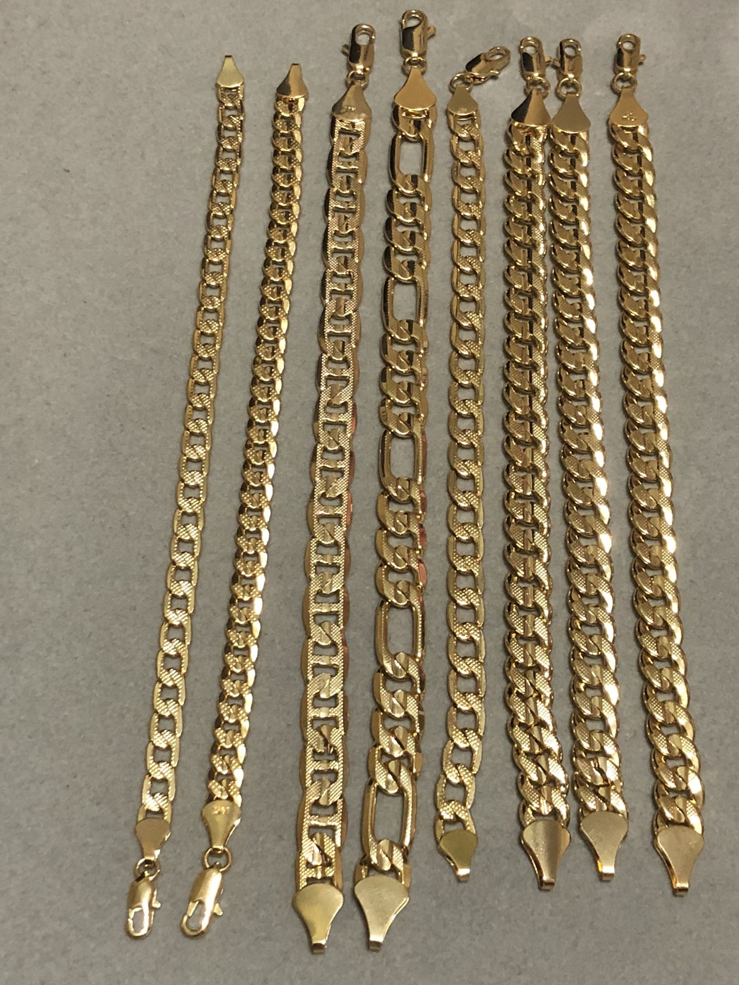 Various styles GOLD PLATED Bracelets all lengths and widths