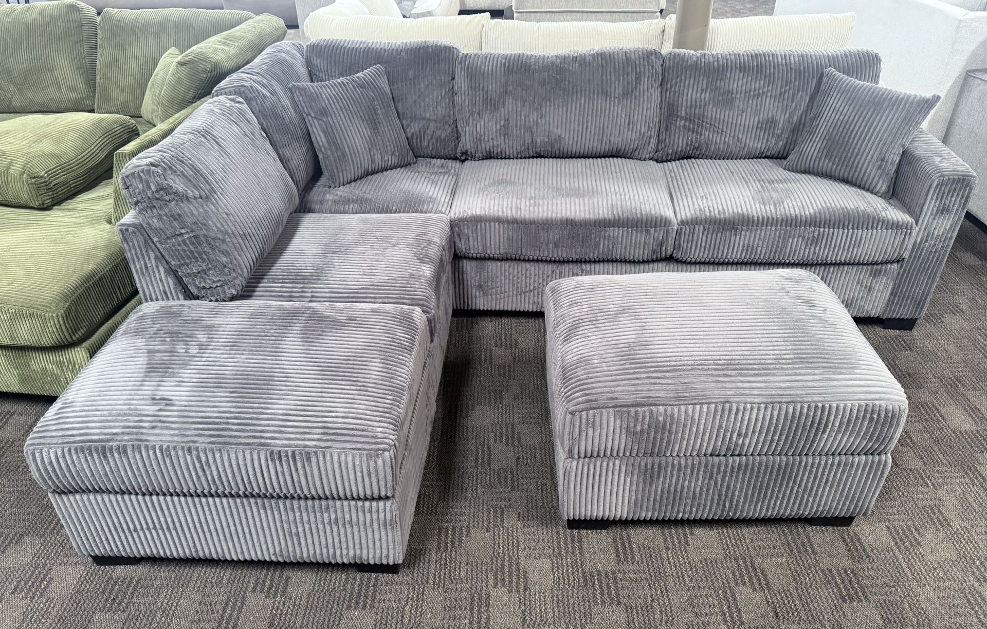 Gray Sectional With Storage Ottoman
