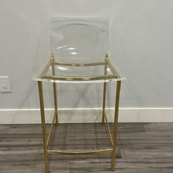 Chiaro Clear Acrylic Counter Stool With Gold Legs-SET OF FOUR